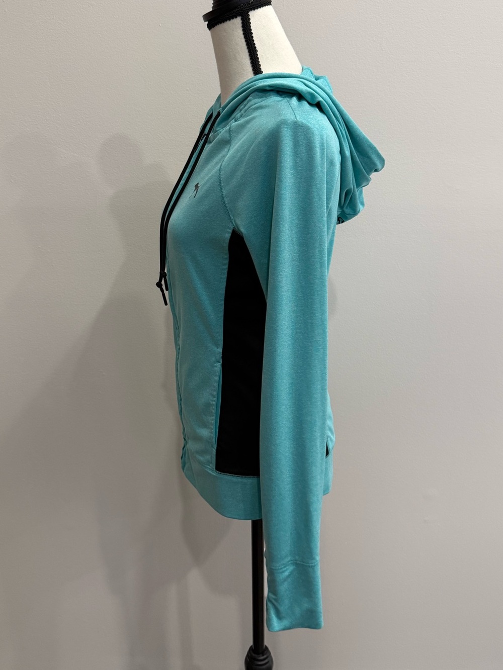 PINK Victoria's Secret Teal Zip Hoodie with Black Accents - Picture 6 of 7